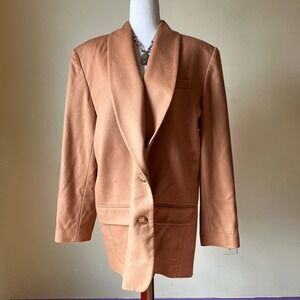 Vintage Camel Wool Cashmere Oversized Boyfriend‎ Blazer 90s Minimalist XL